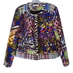 Robert Graham Phoebe Woven Jacket Women’s Small 100% Silk Mixed Print Statement